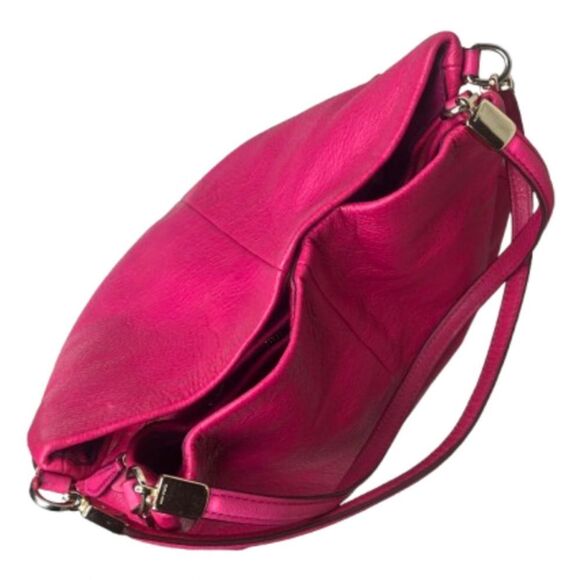 COACH Madison Phoebe Tumbled Hot Pink Leather 3 Section Shoulder Bag VINTAGE - Picture 6 of 17